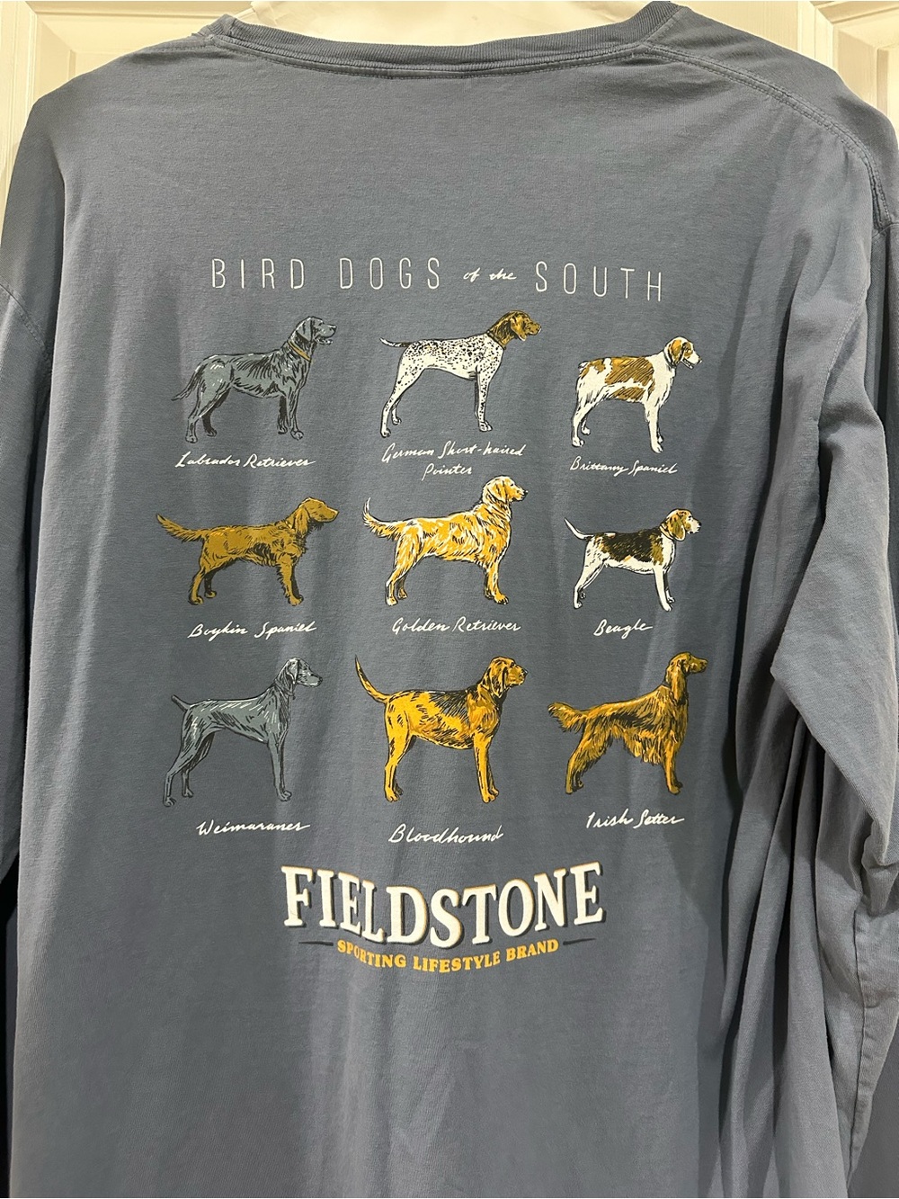 Fieldstone 'Bird Dogs of the South' Long Sleeve Tee in Slate Gray